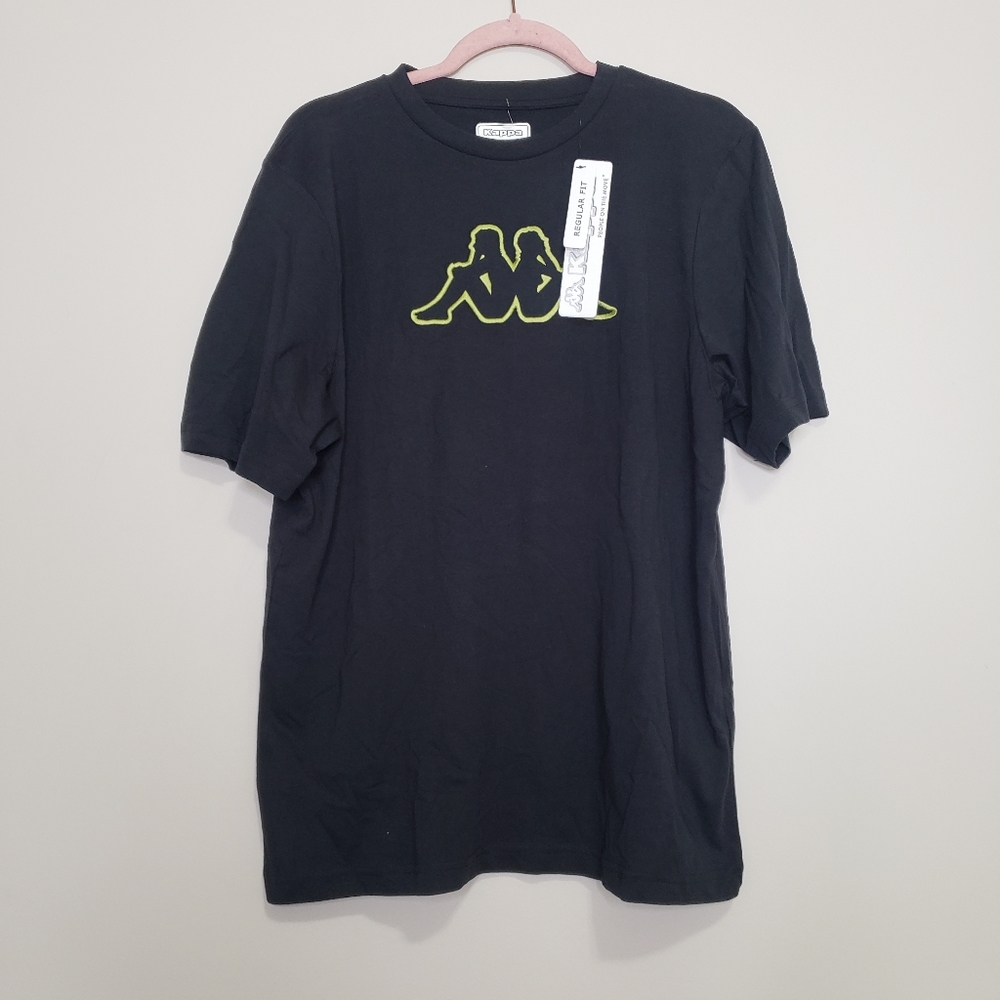 Kappa green logo airi black tshirt mens xs nwt